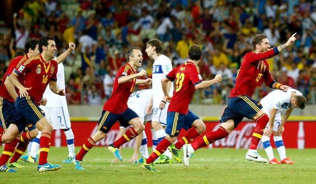 España celebró en los penales